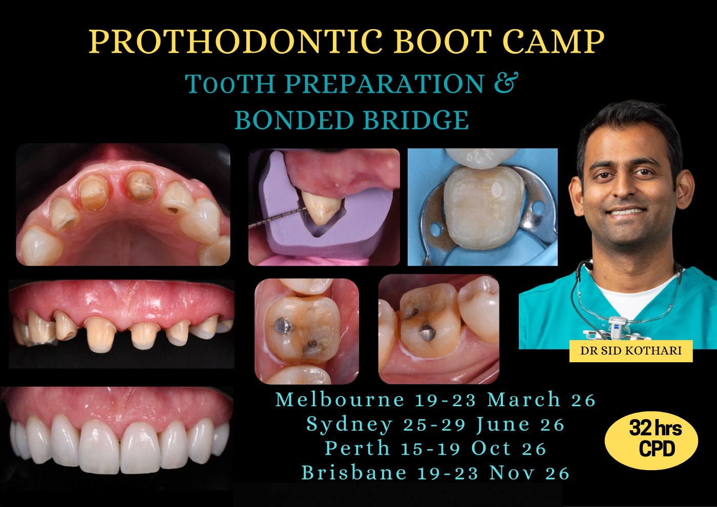 First page of the 5-Day Prosthodontic Boot Camp course poster
